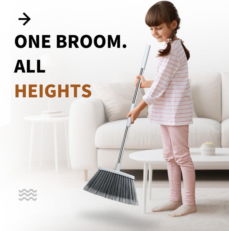 QCFOLY Broom, Outdoor Brooms for Sweeping Indoor, Adjustable 55" Pet Hair Removal Hevy Duty Broom for Floors Home Kitchen Garage Commercial Patio Industrial Snow (Pack of 2) - Image 5